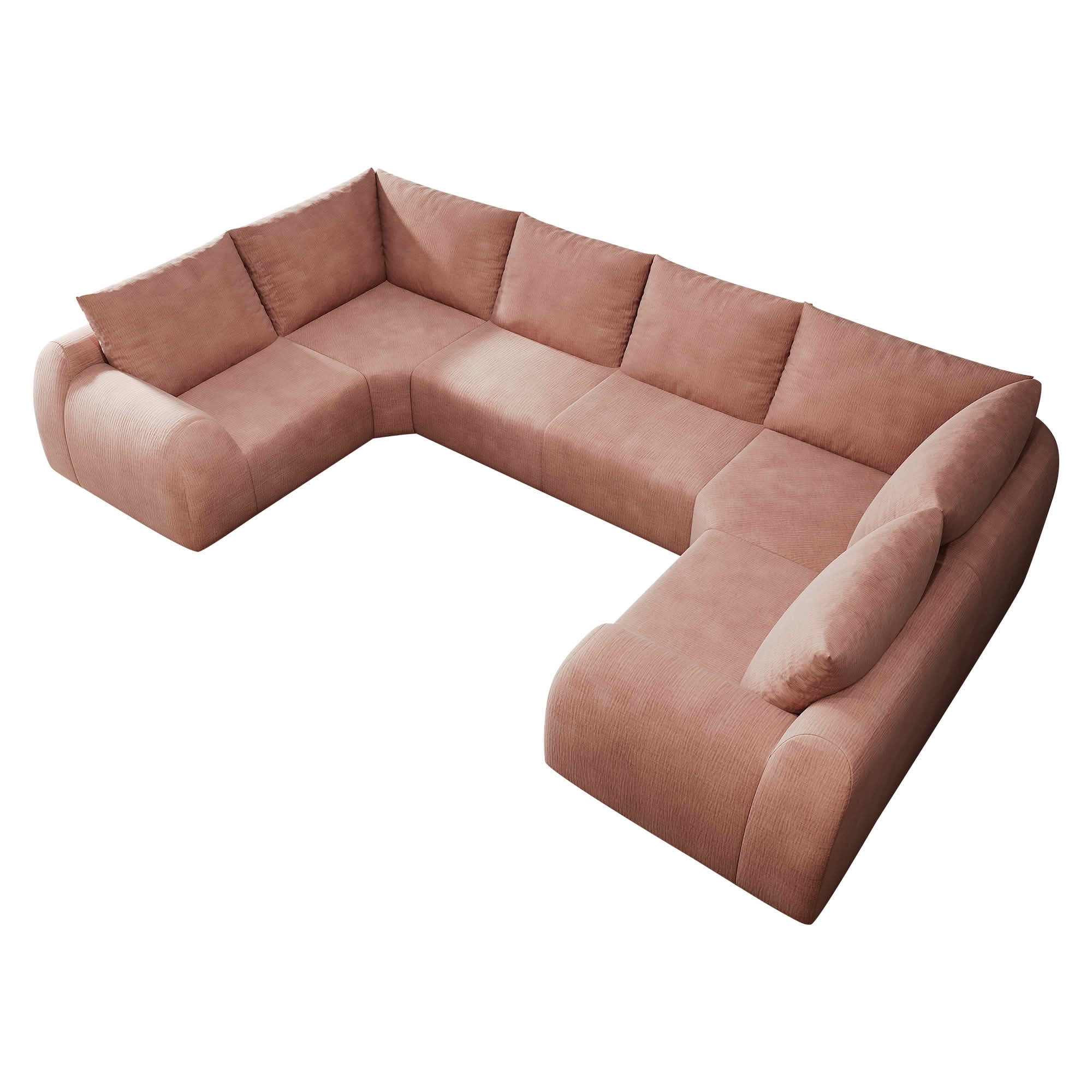 MAYEERTY 135.5 Inch 6-Seat U Shape Cloud Modular Sectional Sofa, Vacuum Compressed Chenille Fabric Couch, No Assembly Needed for Living Room
