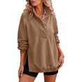 thumbnail image 4 of Dqueduo Womens Oversized Sweatshirts with Snap Button Henley Collar Soft Fleece Pullover Tops Fall Winter Clothes 2026 Cute Fashion Outfits, 4 of 7