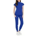 thumbnail image 4 of MLQIDK Scrubs for Women Plus Size Nursing Scrubs Stretchy V-Neck Scrub Tops and Pants Medical Scrub Sets Scrub Sets Scrubs for Tall Women Royal Blue XL, 4 of 5