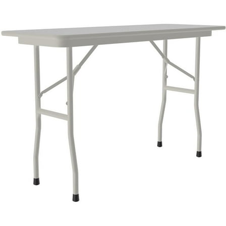 Maklaine 18"W x 48"D Melamine Top Folding Table in Gray Granite