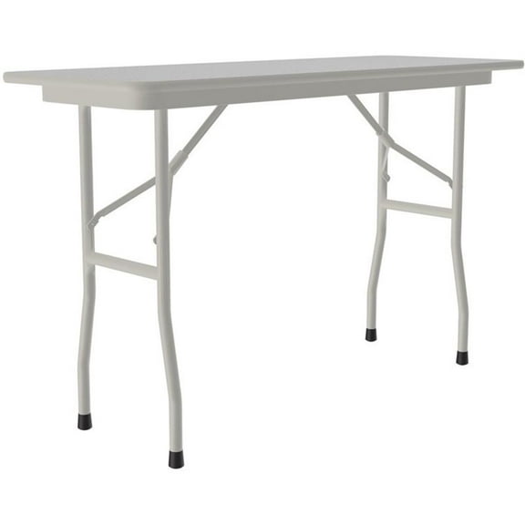 Maklaine 18"W x 48"D Melamine Top Folding Table in Gray Granite