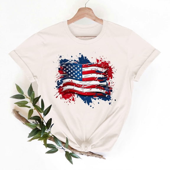 Vetsdori Womens USA Years Anniversary Shirts Casual American Flag Pullover Graphic July 4th,Independence Day Short Sleeve Summer Red White and Blue Tops for Women Crew Neck