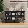 thumbnail image 4 of Modern Boho Style Black Rattan Sideboard Buffet Cabinet – 47.2" Storage Credenza, 3 Doors, Adjustable Shelves – Multi-Use for Dining Room, Kitchen, Living Room, Entryway, Coffee Bar – Black Color, 4 of 8