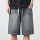 thumbnail image 1 of Ceisia Men's Relaxed Fit Straight Leg Denim Shorts Drawstring Elastic Waist 5-Pocket Jean Shorts Gift, 1 of 7