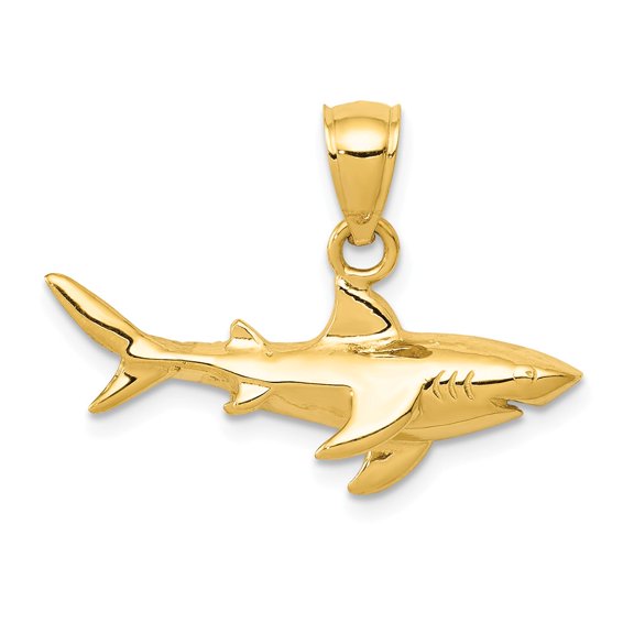 FB Jewels 14K Yellow Gold Shark Pendant