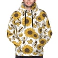 thumbnail image 2 of Bingfone Sunflowers and Bees Men's Drawstring Hoodie Long Sleeve Pocket Sweatshirts-Medium, 2 of 6