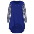 thumbnail image 5 of Fashion Women Casual Plus Size Sheer Lace Sleeve High Low Hem O-Neck Swing Dress 240561, 5 of 5