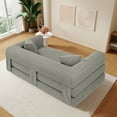 thumbnail image 6 of GJQ 30" Convertible Couch Bed Folding Loveseat Sleeper Sofa 3-Seater with 2 Pillows, for Living Room/Office /Flat(LGray), 6 of 13