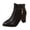 Black, variant on Pointed Toe Ankle Boots for Women Metal Rhinestone Decor Leather Chunky Block High Dress Heels Black Size 8.5