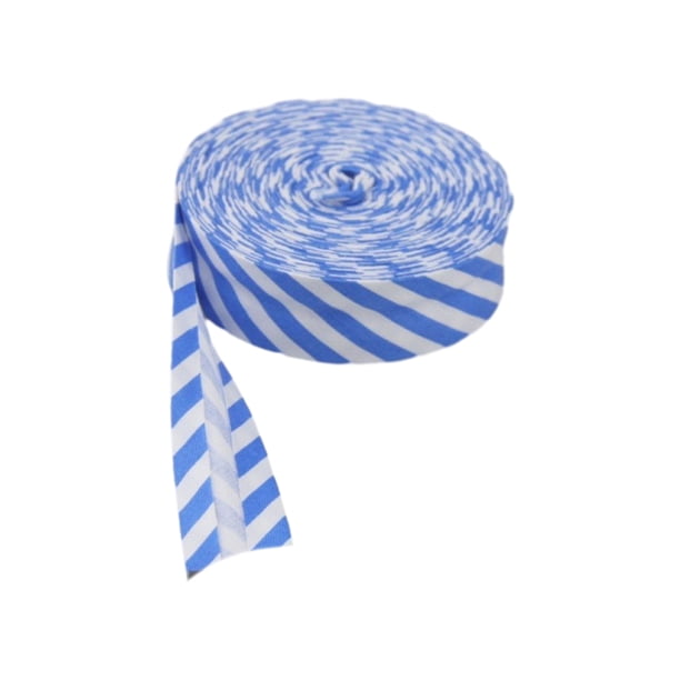 Toystoory Cinta al bies de algodón versátil y moderna para todas las necesidades de costura Cinta para encuadernación al bies de un solo Tela de costura y artesanía Rayas azules