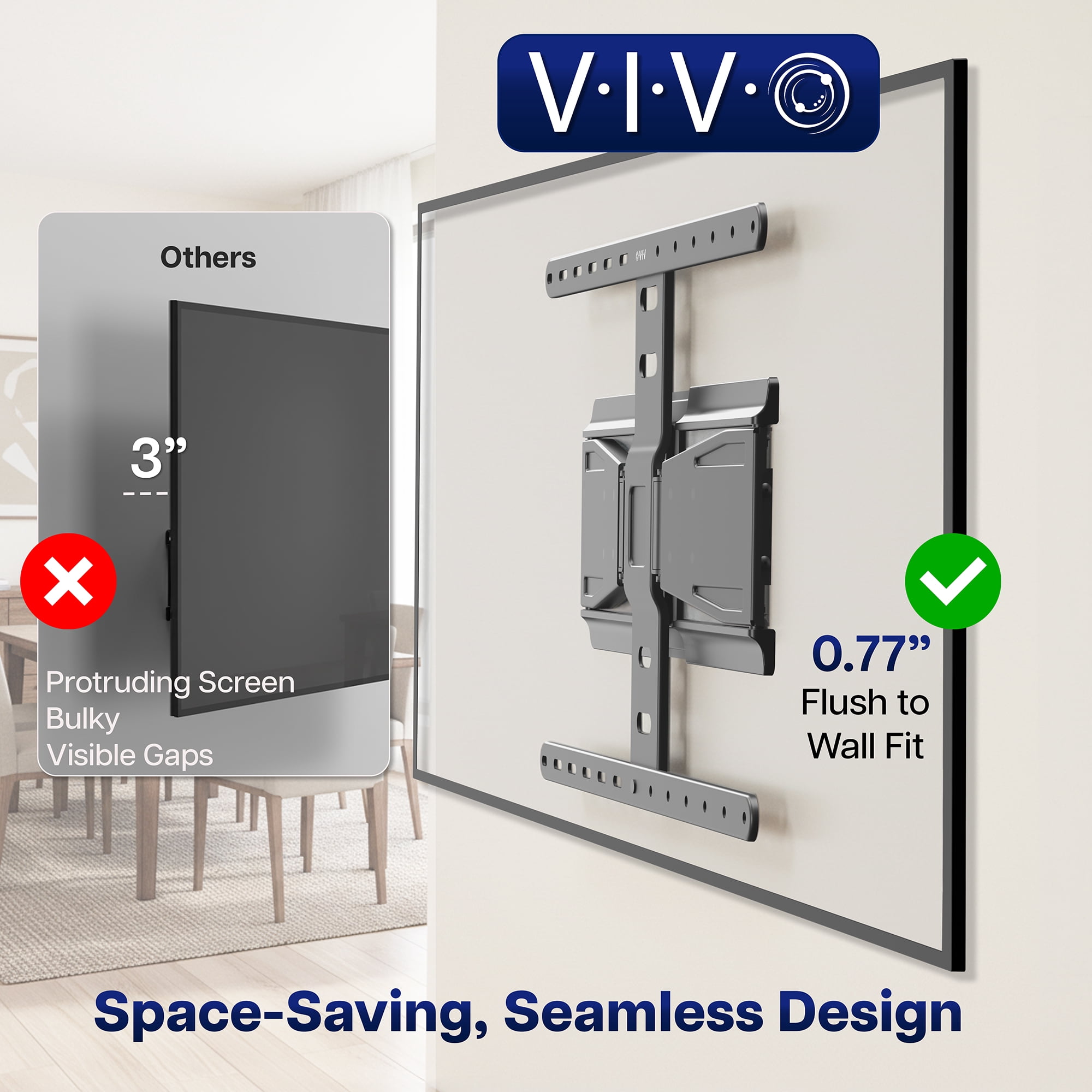 VIVO Low Profile Telescoping TV Wall Mount for up to 90" Screens