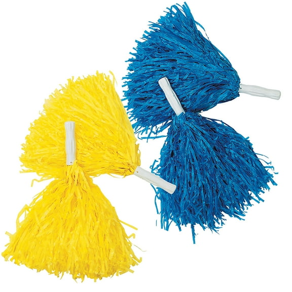 Fun Express 10" Blue & Yellow Team Spirit Cheer Pom-Poms Set - 24 Pieces