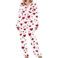 thumbnail image 4 of Riecok Womens Pajama Sets Valentine's Day Long Sleeve Button down Shirts and Pants Heart Print Comfortable Soft Sleepwear, 4 of 7