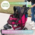 thumbnail image 3 of Petique Durable Pet Stroller for Pets up to 50-lbs Razzberry, 3 of 5
