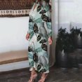 thumbnail image 4 of Mujeres Sexy Fold Party Girls Fold V-Cuello Manga larga Impresión formal Otoño Maxi Vestidos casuales Fridja nbo3728, 4 of 8