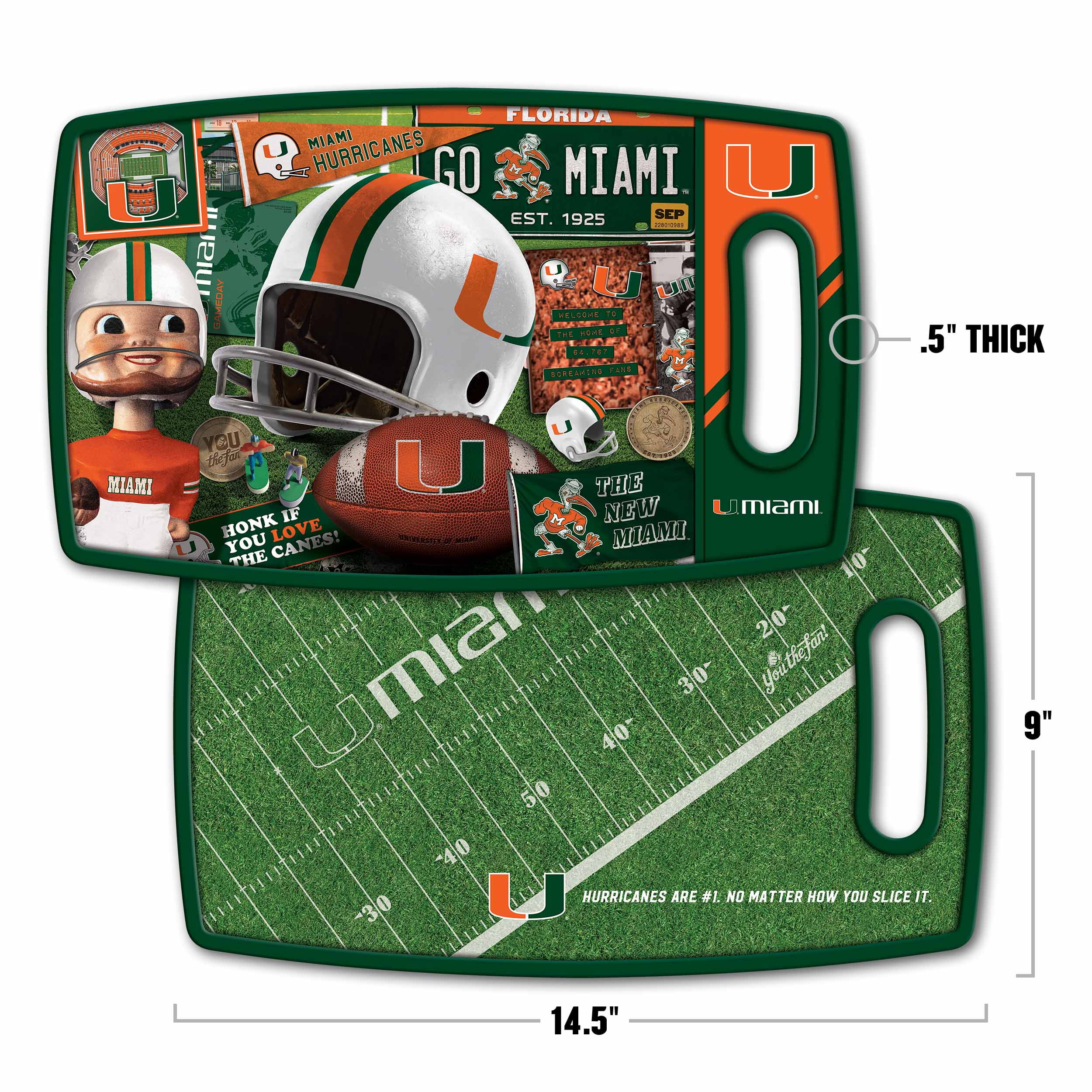 YouTheFan NCAA Miami Hurricanes Retro Series Cutting Board