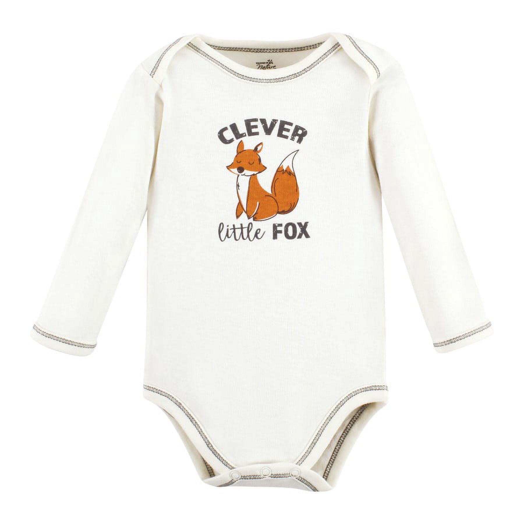 Touched by Nature Organic Cotton Long-Sleeve Bodysuits, Boy Woodland Alphabet 5-Pack, 0-3 Months