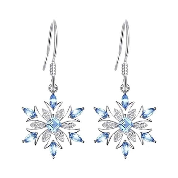 Miommo Light Blue Snowflake Earrings Pale Blue Diamond Dangle Jewelry Winter Sparkling Gift for Women