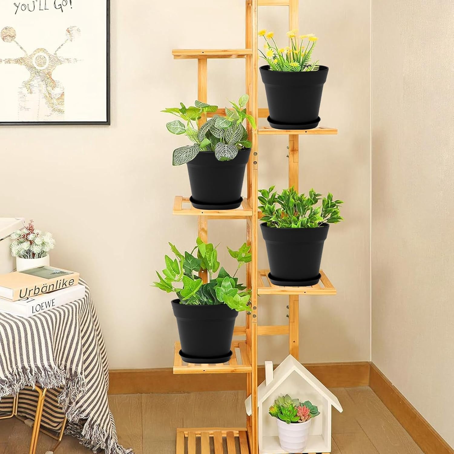 20 Pack 6 inch Plant pots, planters for Indoor Plants, Flower pots, Black