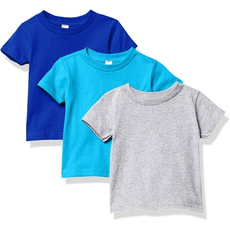 

Marky G Apparel Baby and Toddler Short-Sleeve T-Shirts 100% Cotton Jersey Crew-Neck Tee 12M Royal/Turquoise/Heather(Pack of 3)