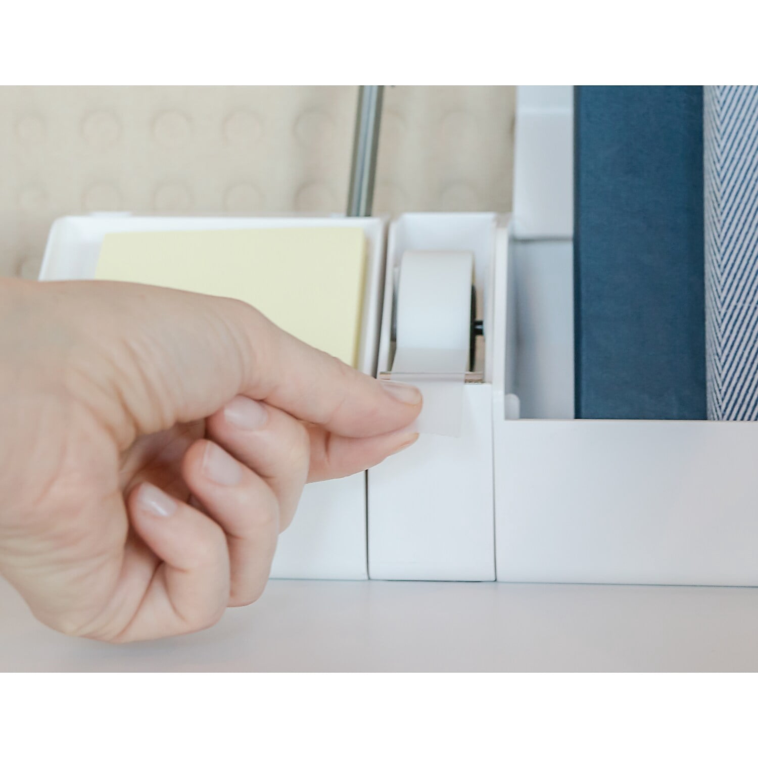 Bostitch Konnect™ Tape Dispenser with Premium Single-sided Tape, Sticks to Desk, White (KT-TAPE-WHITE)