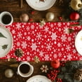 thumbnail image 2 of Christmas Snowflakes Cotton Linen Table Runner for Dining Kitchen, Xmas Winter Watercolor Red Wedding Outdoor Party Tablerunners Decoration, Dresser Scarf Coffee Tablecloth Runners 13x36 Inches, 2 of 9