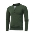 thumbnail image 3 of Fesfesfes Blouse Shirt for Men Multi Button Long Sleeve T-Shirt Stand Collar Sports Long Sleeve Stand-up Collar Blouse & Shirt, 3 of 5