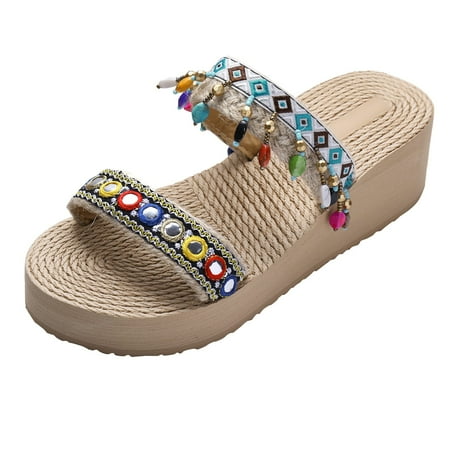 

ZTTD Women s Summer Non Slip Solid Color Slip On Wedges Beach Open Toe Breathable Sandals Shoes Slippers Women s Slipper A