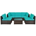 thumbnail image 2 of Gymax 6PCS Rattan Outdoor Sectional Sofa Set Patio Furniture Set w/ Turquoise Cushions, 2 of 10