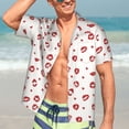 thumbnail image 4 of Cauagu Lips Kiss Print Hawaiian Shirt for Men,Casual Short Sleeve Button Down Shirts Summer Beach Men's Regular-Fit Short-Sleeve Print Shirt -Small, 4 of 6