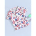 thumbnail image 3 of 4th of July Summer Outfits Toddler Boys Short Sleeve Button Down Shirt Flag Print Top Button Up Lapel Tee Shirt with Pockets, 3 of 9