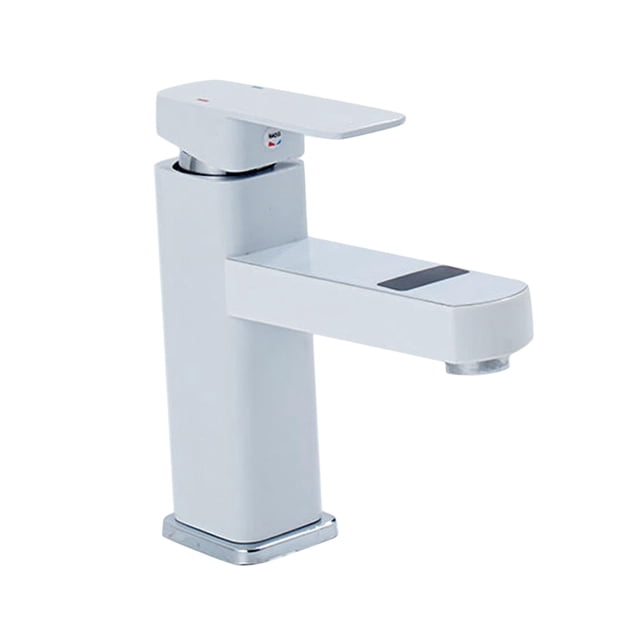 Grifo para baño, para lavabo, Pantalla digital de temperatura LED, Grifo para lavabo sobre encimera Blanco BLESIY Grifo de baño