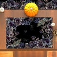 thumbnail image 5 of Linen Halloween Placemats Halloween Gothic Skull Table Mats Day of The Dead Roses Skull Decor Halloween Decorations and Supplies for Home Kitchen Table-12×18‘‘, 5 of 6