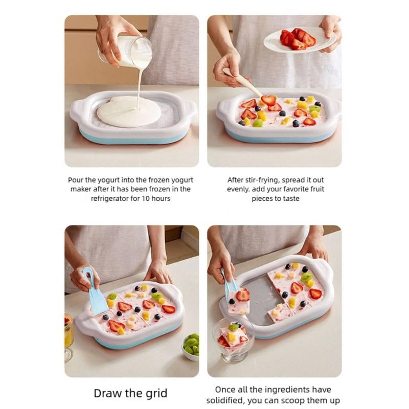 CEORPER Ice Cream Maker Metal Summer with 2 Spatulas Cold Pan Plate for Sorbet