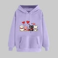 thumbnail image 2 of asdoklhq Women's V-Day Tees Ladies' Valentine's Day Printed Long Sleeved Hooded Sweatshirt One Size Larger Purple S, 2 of 5