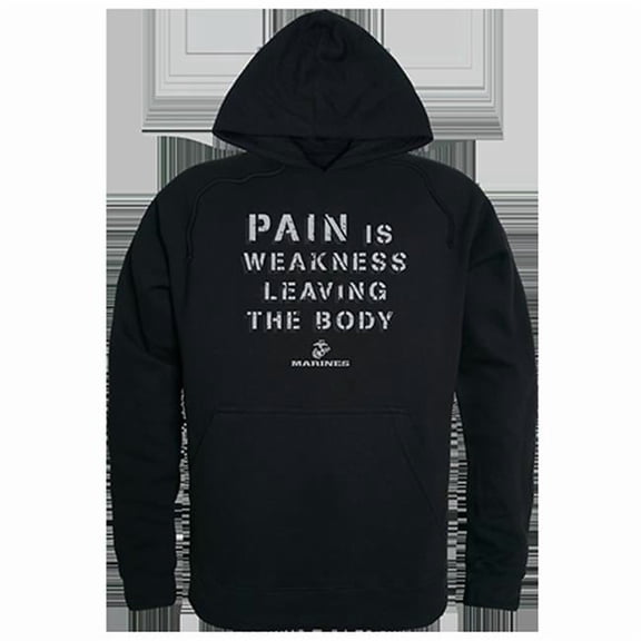 Rapid Dominance Marines Pain Is Weakness Graphic Mens Pullover Hoodie [Black - XL]