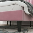 thumbnail image 4 of Amolife Full Size Platform Bed Frame with Upholstered Velvet Channel Headboard, Pink, 4 of 10