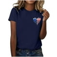 thumbnail image 4 of Hauts d'Été pour Femmes Jour de L'Indépendance Drapeau Col Rond Imprimé Lettre Manches Courtes T-Shirts pour Femmes Marine L, 4 of 4