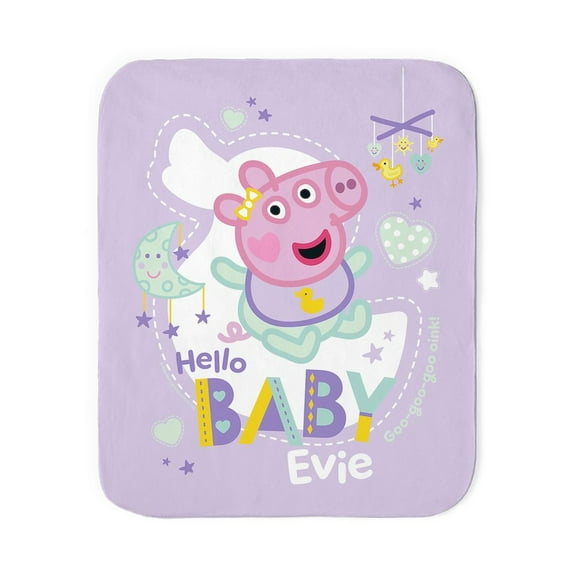 CafePress - Peppa Pig: Hello Baby Evie - Sherpa Fleece Throw Blanket 60" x 50"
