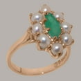 thumbnail image 2 of LBG British Made 9k Rose Gold Natural Emerald & Cultured Pearl Womens Promise Ring - 33 size options - Size 9.5, 2 of 6