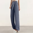 thumbnail image 2 of Timegard Wide Leg Pants for Women Ribbed Drawstring Elastic High Waist Pants Casual Comfy Lightweight Trousers, 2 of 7