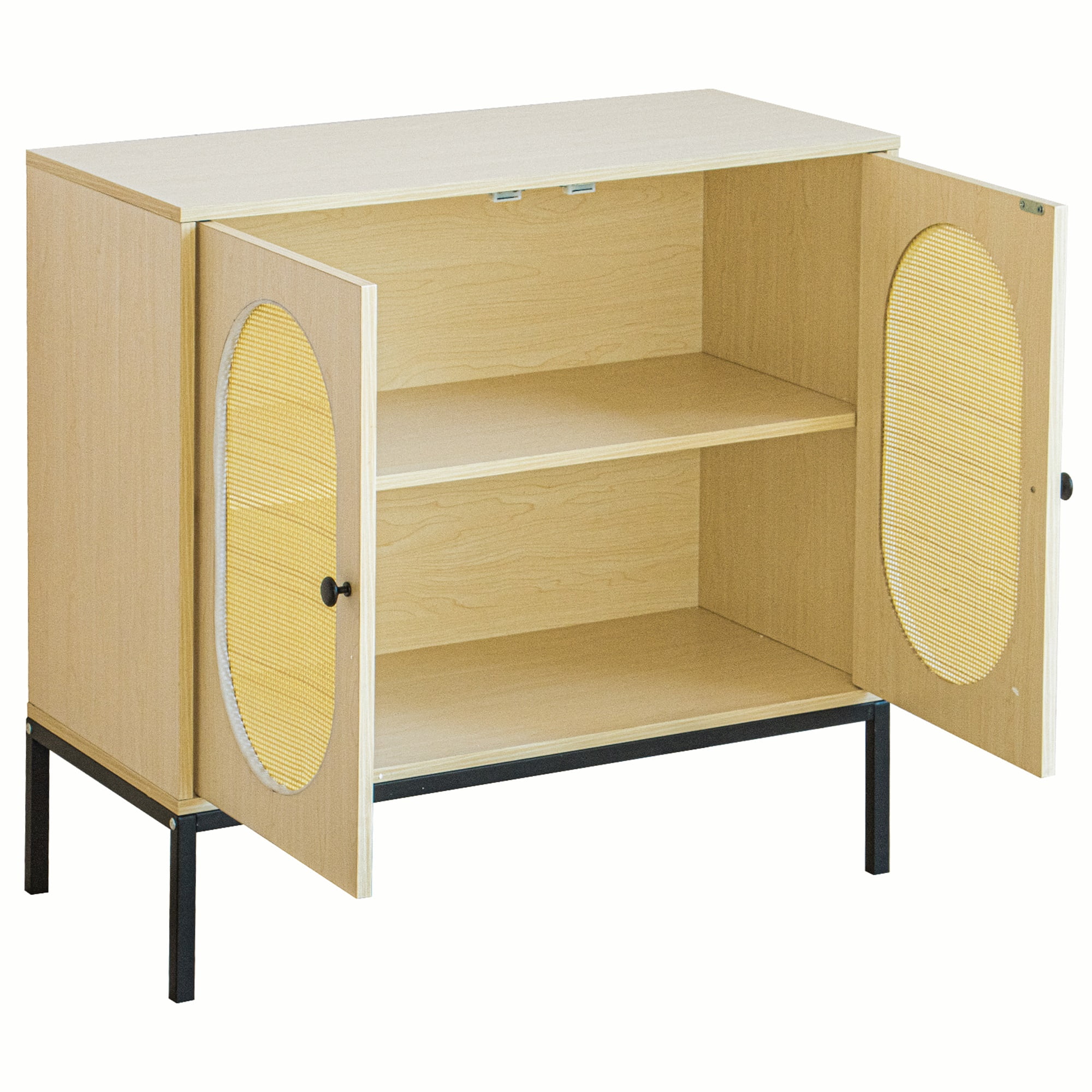 Kadyn 31.5" Tall 2 - Door Accent Cabinet, Kitchen Storage Cabinet with 2 Rattan Doors and Metal Legs, Entryway Sideboard for Living Room, Natural Wood Kadyn 31.5" Tall 2 - Door Accent Cabinet, Kitchen Storage Cabinet with 2 Rattan Doors and Metal Legs, Entryway Sideboard for Living Room, Natural Wood
