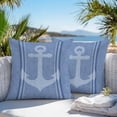 thumbnail image 5 of Nautical Anchor Outdoor Pillow Covers Set of 2 Blue Navy Stripe Fabric Texture Ocean Waterproof Throw Pillow Case Decorative Square Cushion Cover for Patio Couch Garden Balcony, 24"x24", 5 of 9