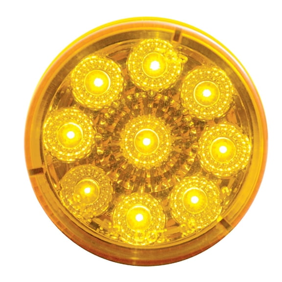 Amber 2" Round 9 LED Trailer Marker Clearance Light Kit / Grommet / Wire Plug
