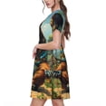 thumbnail image 2 of Balery Forest Meditating Gorilla Vestidos sueltos de manga corta para mujer, vestidos de verano 2025, vestidos casuales de corte A con vuelo., 2 of 6
