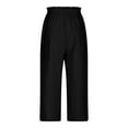 thumbnail image 6 of Ohufall Ladies Capris Summer Fashion Solid Casual Elastic Waist Wide Leg Capri Pants Loose Fit Ice Silk Wrinkled Capris, 6 of 7