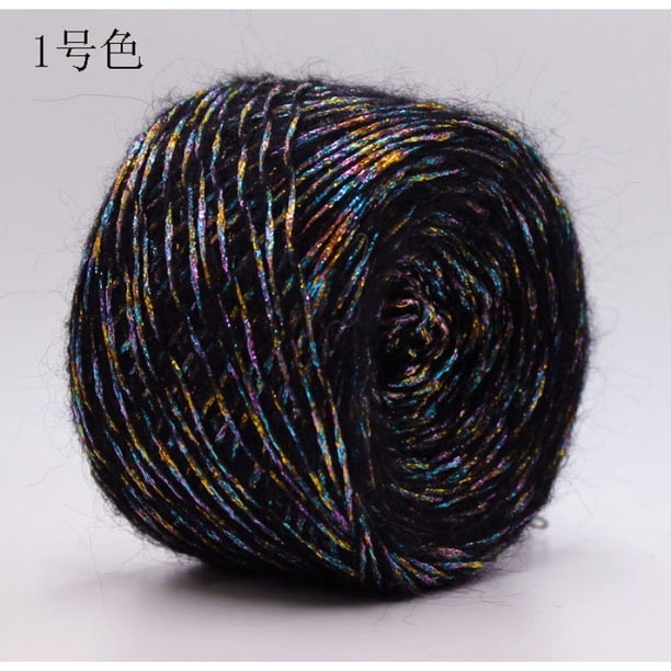 Xiao Hua Hilo suave y brillante de 50 g: hilo multicolor para tejer, crochet, tejer a máquina y paisajes. Color negro.