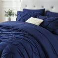 thumbnail image 4 of Flymme King Size Comforter Set 7 Pieces Pintuck Bed in a Bag Dark Blue Comforter King Pinch Pleat Soft Microfiber Bedding Set for All Season, 4 of 8