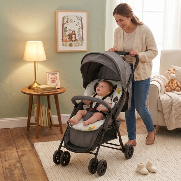 Cartoon Stroller Liner Pad Universal High Chair Cushion Breathable Carriage Seat Insert Soft Support Mat for Daily Walk Outdoor Camping and Road Trip Travel
