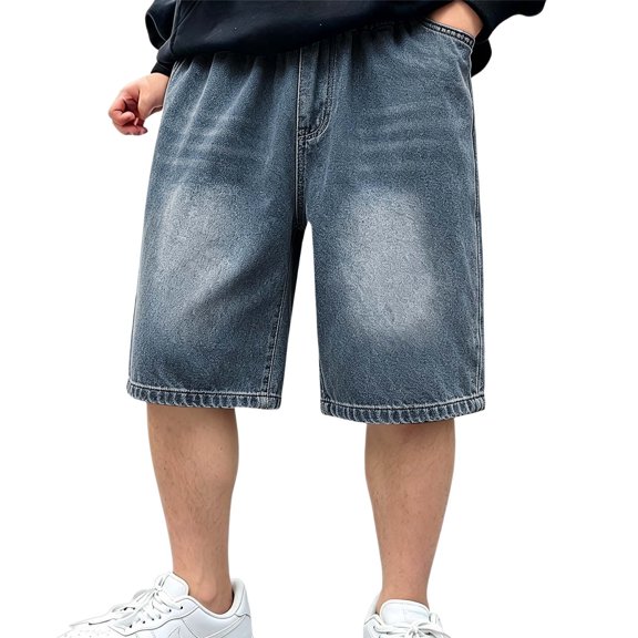 LILIYA Boys Denim Shorts Solid Color Classic Casual Everyday Wear Lightweight Blend Flexible Fit Play